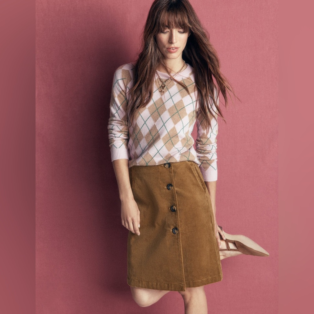 NWT Boden Evelyn Button Cord Wrap Skirt Gingerbread